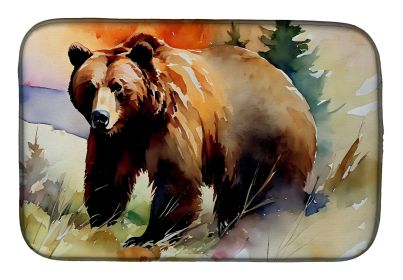 Grizzly Bear Dish Drying Mat Absorbent Dish Drying Mat Pad for Kitchen Counter Dish Drainer Mat for Countertop, 14 x 21", Multicolor