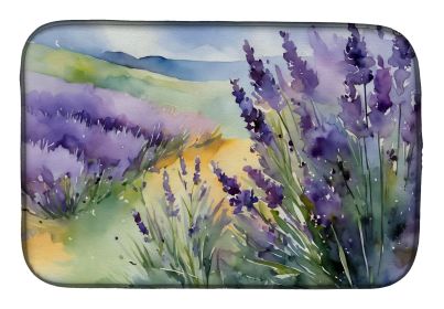Lavender in Watercolor Dish Drying Mat Absorbent Dish Drying Mat Pad for Kitchen Counter Dish Drainer Mat for Countertop, 14 x 21", Multicolor
