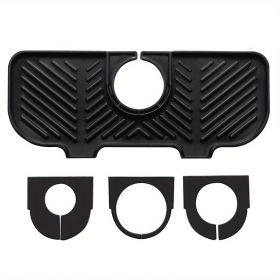 1pc Sink Drain Mat; Sink Faucet Splash Guard; Silicone Faucet Handle Drip Catcher Tray; Countertop Fast Drying Faucet Absorbent Mat For Kitchen; (Color: Black)