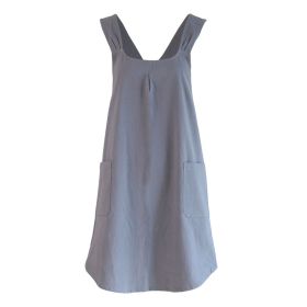 1pc Cotton Linen Apron; X-Back Aprons With Pockets; Halter Apron For Chef Gardening Cooking Baking Florist Shop Painting Pinafore Barista; Bib Ov (Color: Light Grey)