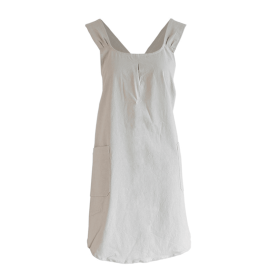 1pc Cotton Linen Apron; X-Back Aprons With Pockets; Halter Apron For Chef Gardening Cooking Baking Florist Shop Painting Pinafore Barista; Bib Ov (Color: Khaki)