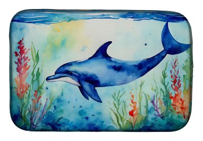 Dolphin Dish Drying Mat Absorbent Dish Drying Mat Pad for Kitchen Counter Dish Drainer Mat for Countertop, 14 x 21", Multicolor (Default: Default)