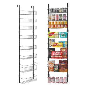 VEVOR Over the Door Pantry Organizer, 8-Tier Pantry Organization and Storage, Heavy-Duty Steel Hanging Spice Rack, Adjustable Wall Seasoning Shel (Number of Layers: 8, Color: Black)